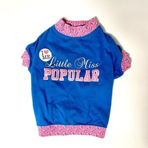 SimplyDog “Little Miss Popular” Trendy Blue and Pink Dog Shirt (Size M)